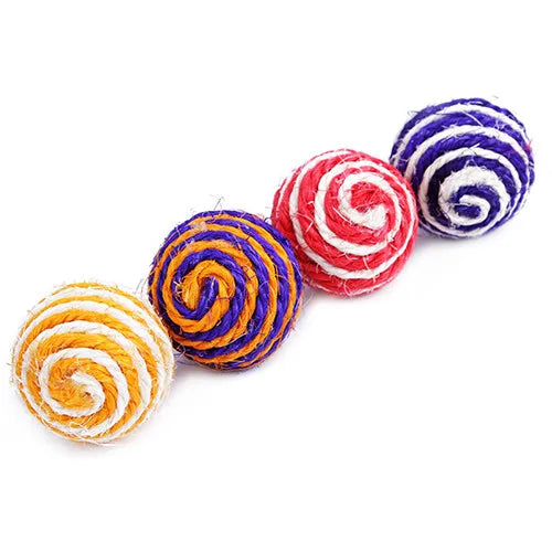 Wholesale Cat Pet Sisal Rope Woven Ball Teaser Play Chewing Rattle Scratch Catch Toy Interactive Pet Kitten Puppy Favorite Toy