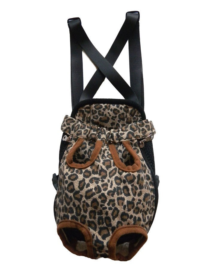 Leopard Canvas Pet Carrier, Front Chest Backpack, Dog Outdoor Carrier, Tote Bag, Sling Holder, Cat, Puppy