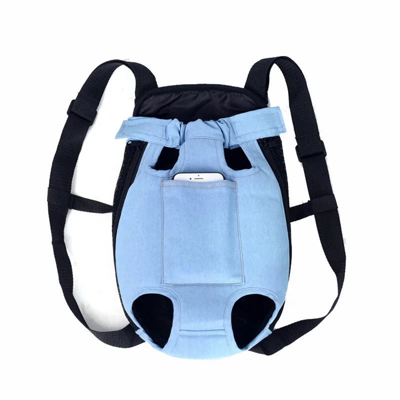 Sac à dos en denim pour chien et chat - Sac de transport pour petits chiens et chiots - Sac de transport pour animaux de compagnie - Canne de transport