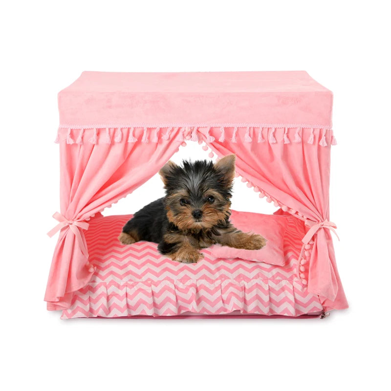 Princess Home For Dog Luxury Winter Summer Pet Court Kennel House With Cushion Bed Mats For Puppies Animal Yorkshire BeddingS