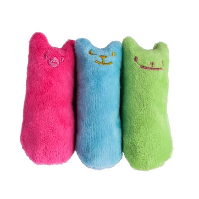 Juguetes de hierba gatera para rechinar los dientes, divertido juguete interactivo de peluche para gatos, juguete vocal para masticar gatitos, garras para morder el pulgar, menta para gatos