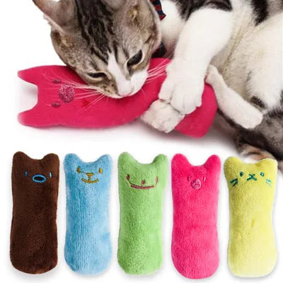 Juguetes de hierba gatera para rechinar los dientes, divertido juguete interactivo de peluche para gatos, juguete vocal para masticar gatitos, garras para morder el pulgar, menta para gatos