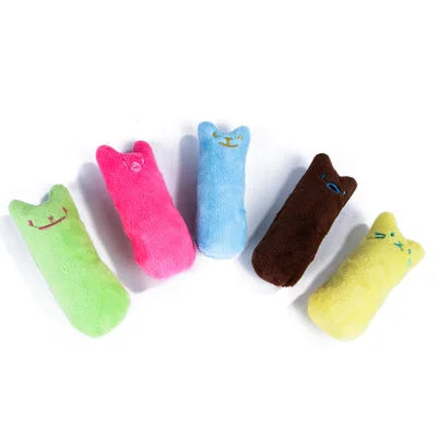 Juguetes de hierba gatera para rechinar los dientes, divertido juguete interactivo de peluche para gatos, juguete vocal para masticar gatitos, garras para morder el pulgar, menta para gatos