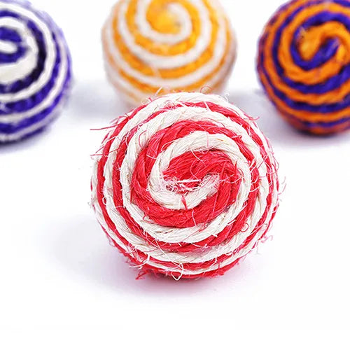 Wholesale Cat Pet Sisal Rope Woven Ball Teaser Play Chewing Rattle Scratch Catch Toy Interactive Pet Kitten Puppy Favorite Toy