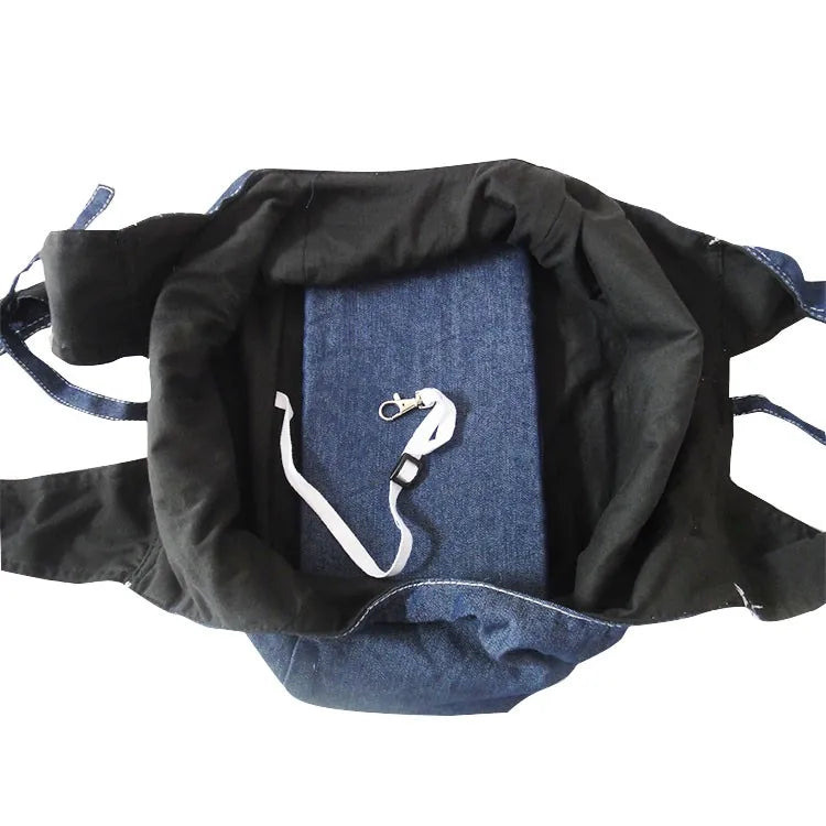 Sac de transport en bandoulière en denim pour petits chiens et chats