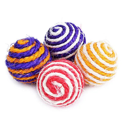 Wholesale Cat Pet Sisal Rope Woven Ball Teaser Play Chewing Rattle Scratch Catch Toy Interactive Pet Kitten Puppy Favorite Toy