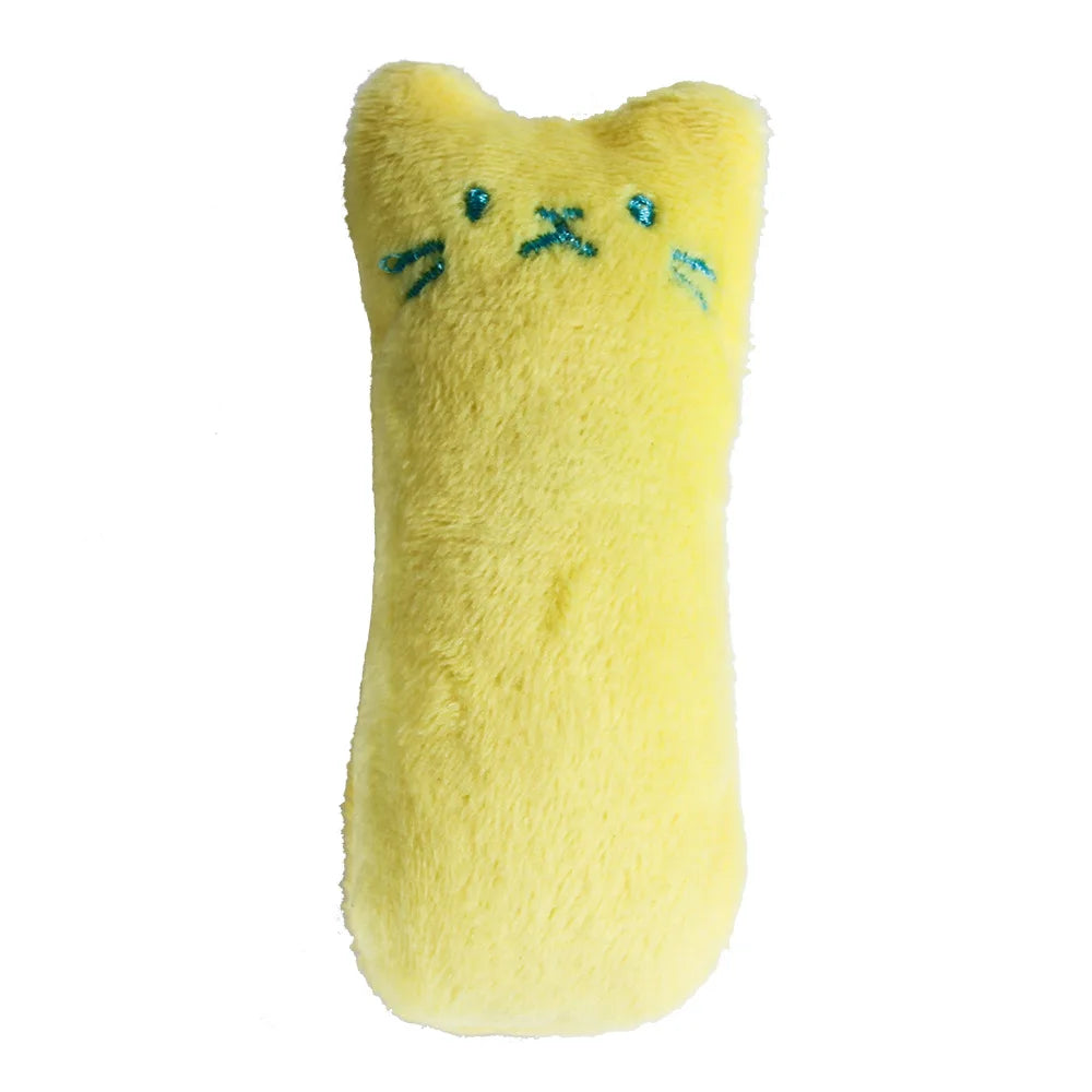 Juguetes de hierba gatera para rechinar los dientes, divertido juguete interactivo de peluche para gatos, juguete vocal para masticar gatitos, garras para morder el pulgar, menta para gatos