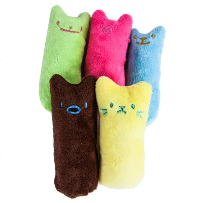 Juguetes de hierba gatera para rechinar los dientes, divertido juguete interactivo de peluche para gatos, juguete vocal para masticar gatitos, garras para morder el pulgar, menta para gatos