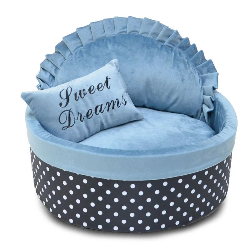 Warm Sleeping Bed for Cats, Puppy Kennel, Comfortable, Lovely Dot, Kitten, Puppy, House for Winter, Top Quality