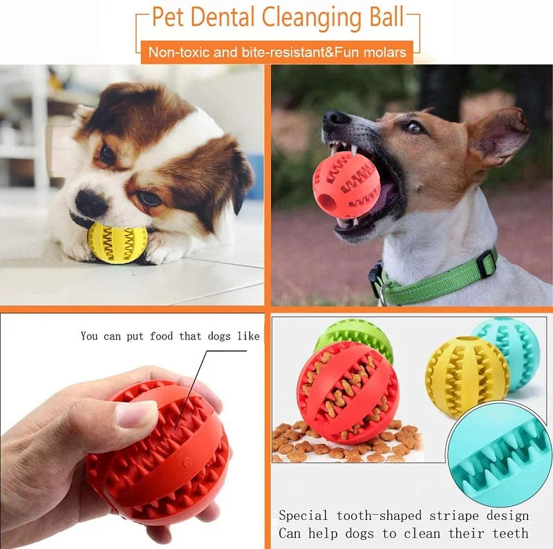 5cm Natural Rubber Pet Dog Toys Dog Chew Toys Tooth Cleaning Treat Ball Extra-tough Interactive Elasticity Ball for Pet Products