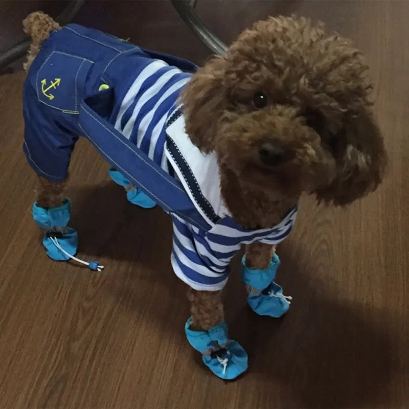 4pcs/set Waterproof Winter Warm Pet Dog Shoes Anti-slip Rain Snow Boots Thick For Small Cats Puppy Chihuahua Socks Booties