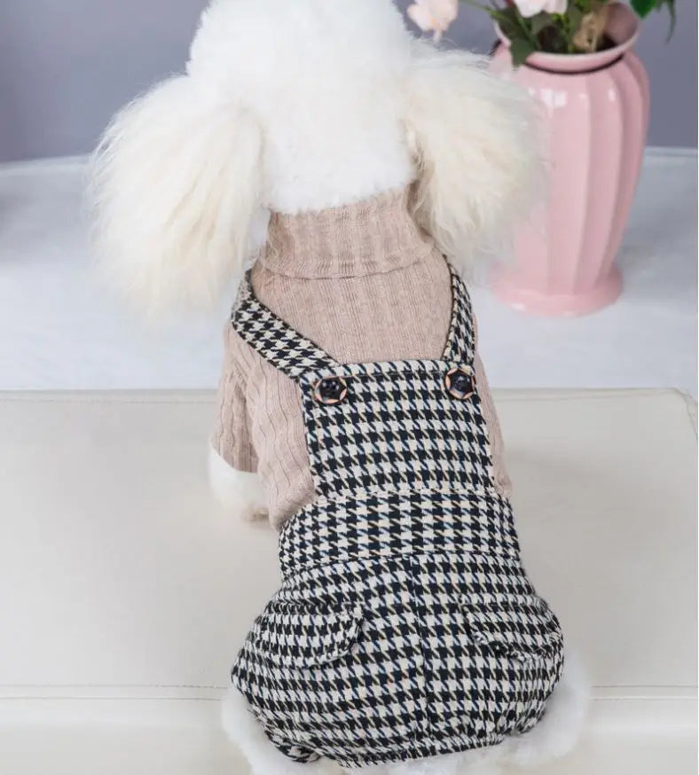 Boy/Girl Dog Cat Dress Sweater Strap Houndstooth Design Pet Hoodie Autumn/Winter Clothing Apparel For Dogs Cats