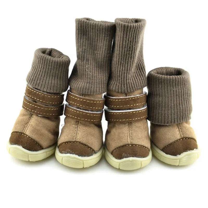 4Pcs/Set Pet Shoes Non Slip Wear Resistant For Small Medium Dogs Outdoor Winter Warm Snow Boots for Puppy French Bulldog Shoes