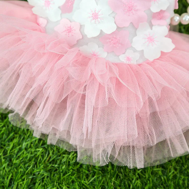 Lace Chiffon Dress For Small Dog Flowers Fashion Party Birthday Puppy Wedding Dress Summer Cute Costume Clothes For Pet dogs