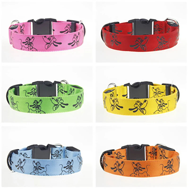 LED Dog Collar Light Night Safety Nylon Pet Dog Collar Glowing Luminous Collar Perro Luz Bright Dog Collar Electronic Pets Items