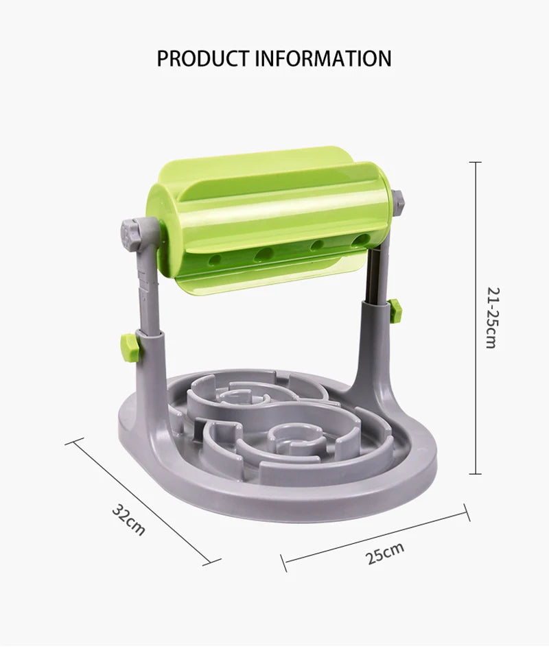 Rolling Adjustable Puzzle Slow Food Cat Dog Bowl Food Utensils Roller Leaking Food Anti Choke Slower Feeder Bowl Toy