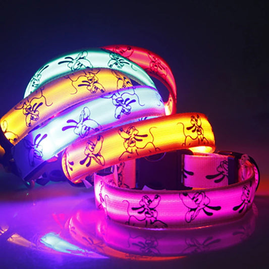 LED Dog Collar Light Night Safety Nylon Pet Dog Collar Glowing Luminous Collar Perro Luz Bright Dog Collar Electronic Pets Items