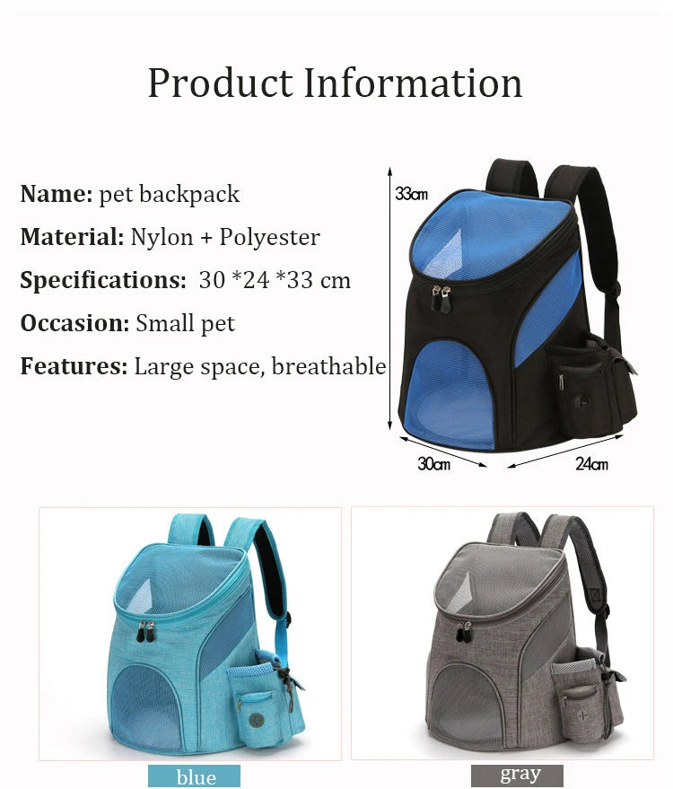 Breathable Big Space Dog Backpack High-quality Nylon Pet Cat Dog Carrier Bag Adjustable Shoulder Strap Pet Travel Backpack