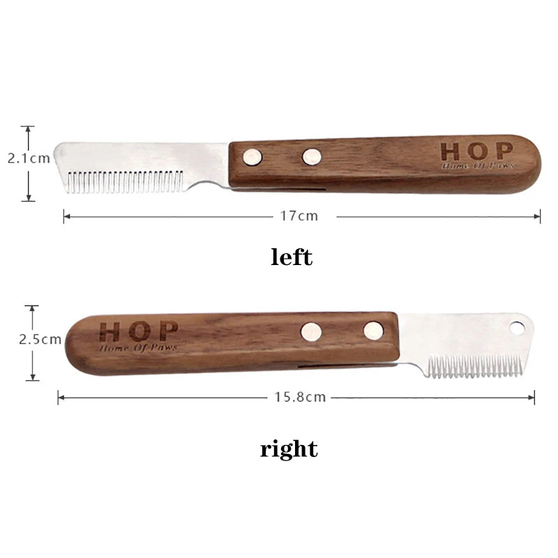 Professional Grooming Dog Comb Stainless Steel Wooden Handle Stripping Knife Pet Hair Remover Pluck Excess Undercoat accessories