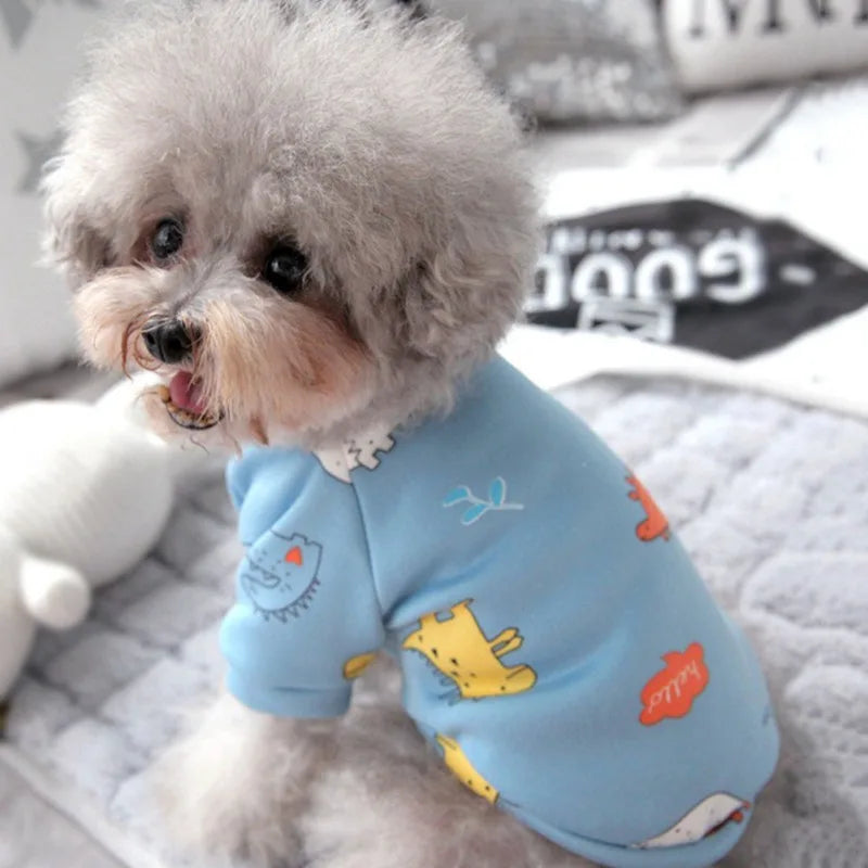 Cartoon Print Cute Pet Clothes for Small Dogs Cats Warm Vest Leisure Shirt Puppy Kitten Accessory Clothes