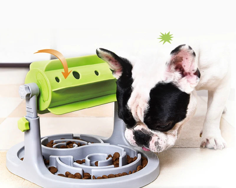 Rolling Adjustable Puzzle Slow Food Cat Dog Bowl Food Utensils Roller Leaking Food Anti Choke Slower Feeder Bowl Toy