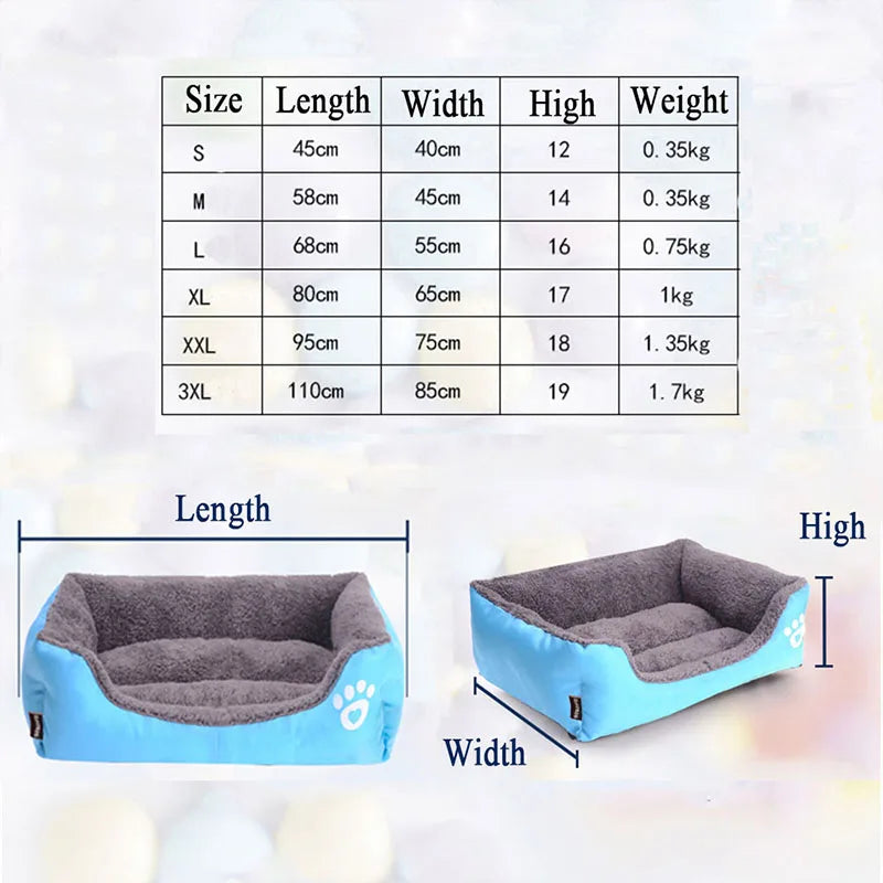 Winter Warm Large Dog Sofa Bed Square Dog Kneel Cat Mats House Cushion  Pet Sleeping Warm Sofa Beds Mat for Large and Small Dog