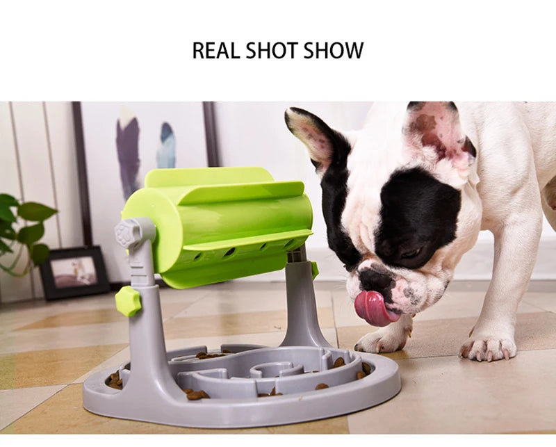 Rolling Adjustable Puzzle Slow Food Cat Dog Bowl Food Utensils Roller Leaking Food Anti Choke Slower Feeder Bowl Toy