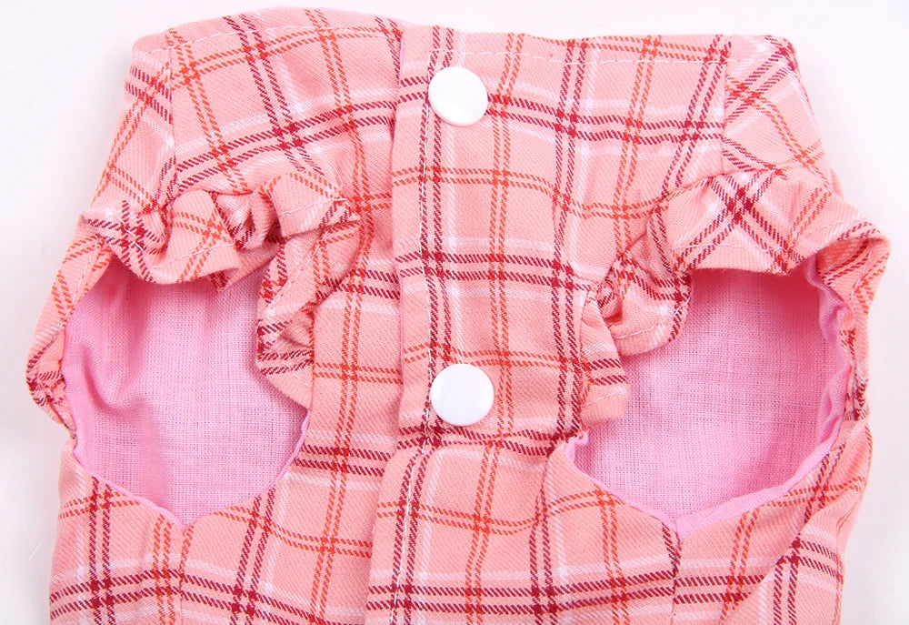 New Dog Cat Dress Shirt Plaid&Bow with Matching Dog Leash Pet Puppy Skirt  Spring/Summer clothes apparel 5 sizes