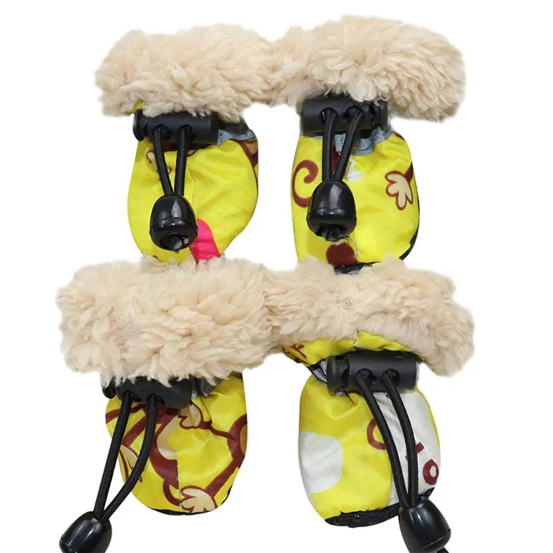 4pcs/set Waterproof Winter Warm Pet Dog Shoes Anti-slip Rain Snow Boots Thick For Small Cats Puppy Chihuahua Socks Booties