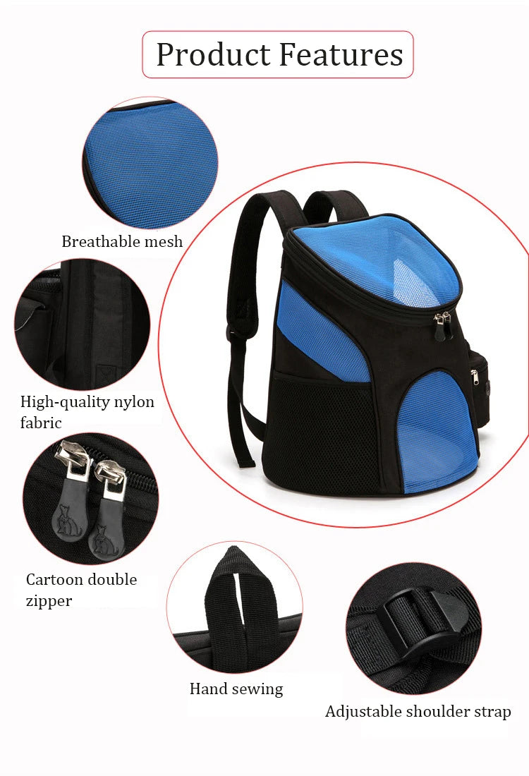 Breathable Big Space Dog Backpack High-quality Nylon Pet Cat Dog Carrier Bag Adjustable Shoulder Strap Pet Travel Backpack