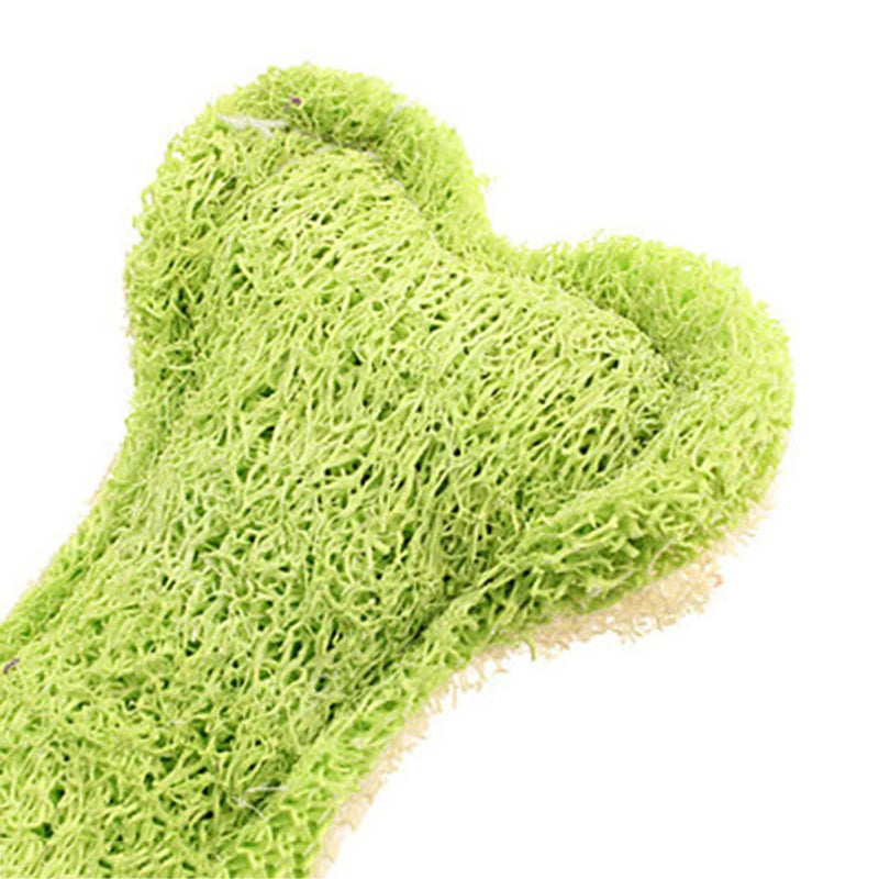 Pet Dogs Cats Bone Style Tooth Cleaning Green Loofah Pet Toys Pet Dog Chew Toys For Playing Dog Chew Bones 10cm