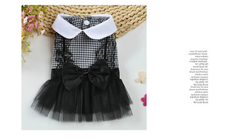 Pet Dress Classic Lattice Dog Gauze Dress Lovely Cat Skirts Clothing Pets Red Black Dress For Small Medium Dogs Pets Product