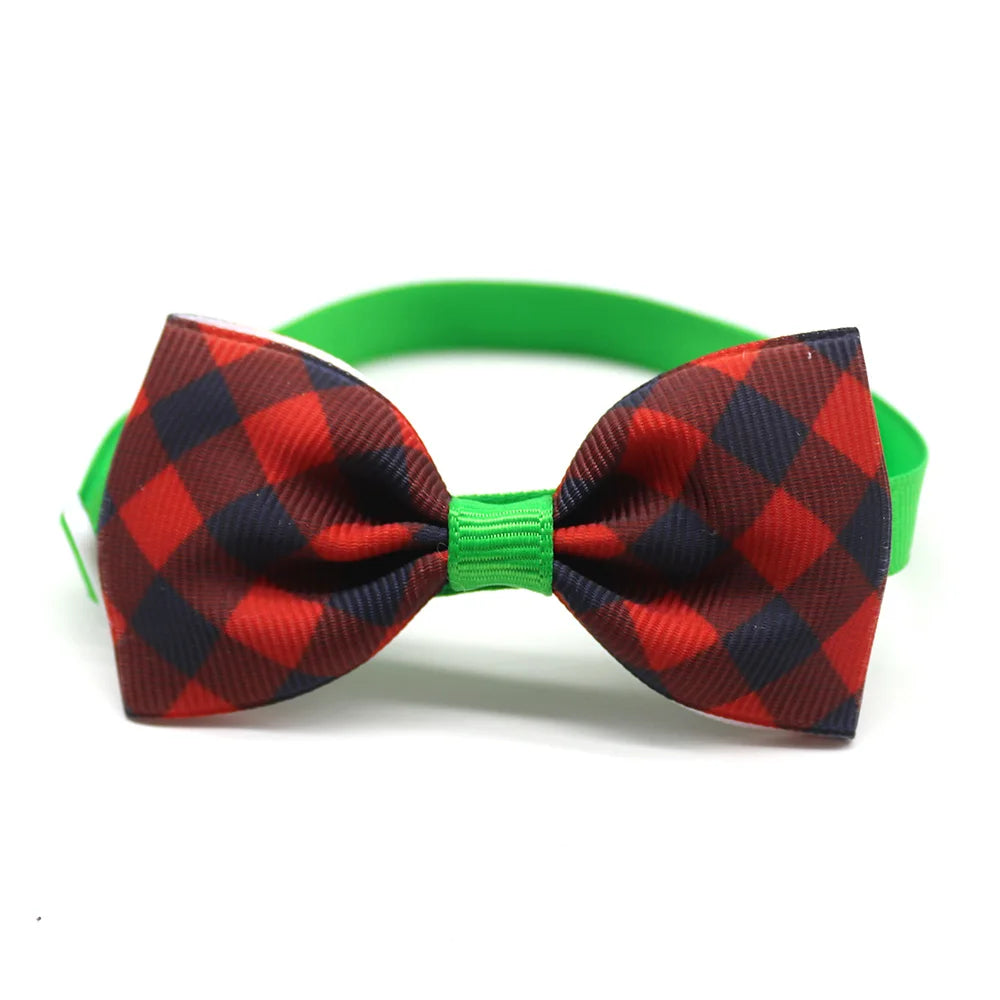 20 Pcs Pet Supplier Grid Design Dog Cat Bow Tie Adjustable Dog Collar Necktie Pet Grooming Accessories For Small Dog