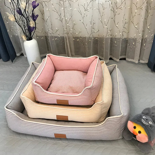 Soft Pet Linen Kennel Cat Dog House Bed Puppy Detachable Mat Winter Warm Dog Nest Sofa Dog Cushion Sleeping Bag Pet Supplies