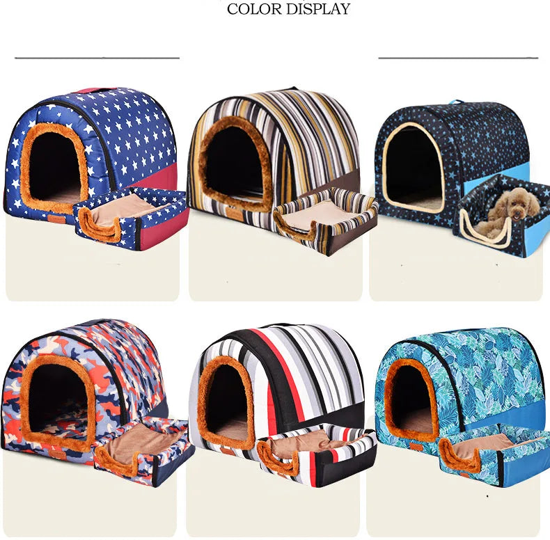 Removable Dog Warm House Washable Pet bed for Large Medium Dogs Travelling Portable Dot Print Flower Pet House Sleeping Bed