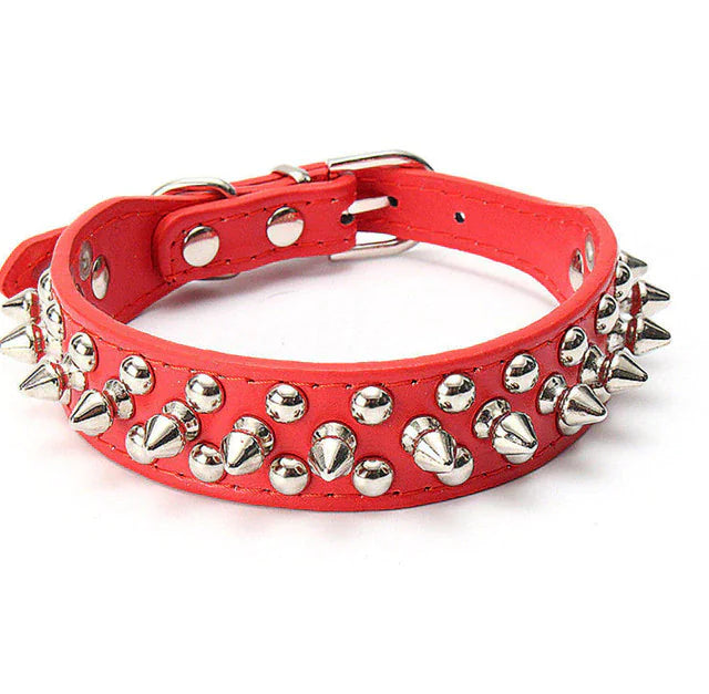 Collier en cuir clouté à pointes pour chien et chat - Réglable - Petit et grand gabarit