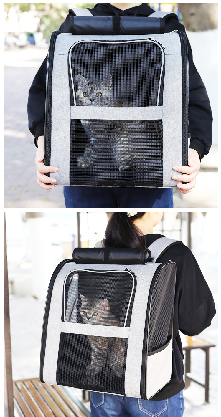 Bolsa para gatos plegable de lona portátil y transpirable de dos capas