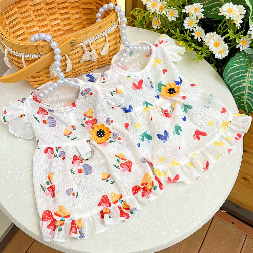 Cute Pet Dog Dress for Small Dogs Thin Puppy Princess Skirt Summer Dog Clothes Chihuahua York Clothing Summer Pet Clothes