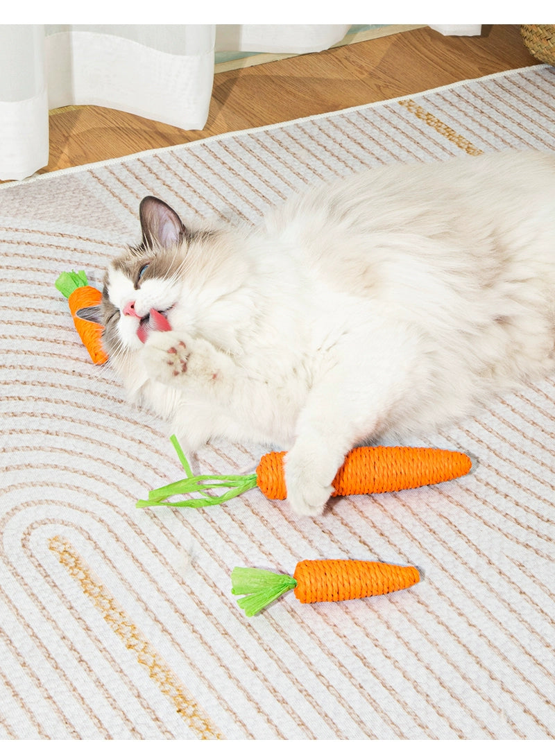 Cute Sound Carrot Grinding Claw Relieving Stuffy Cat Toy