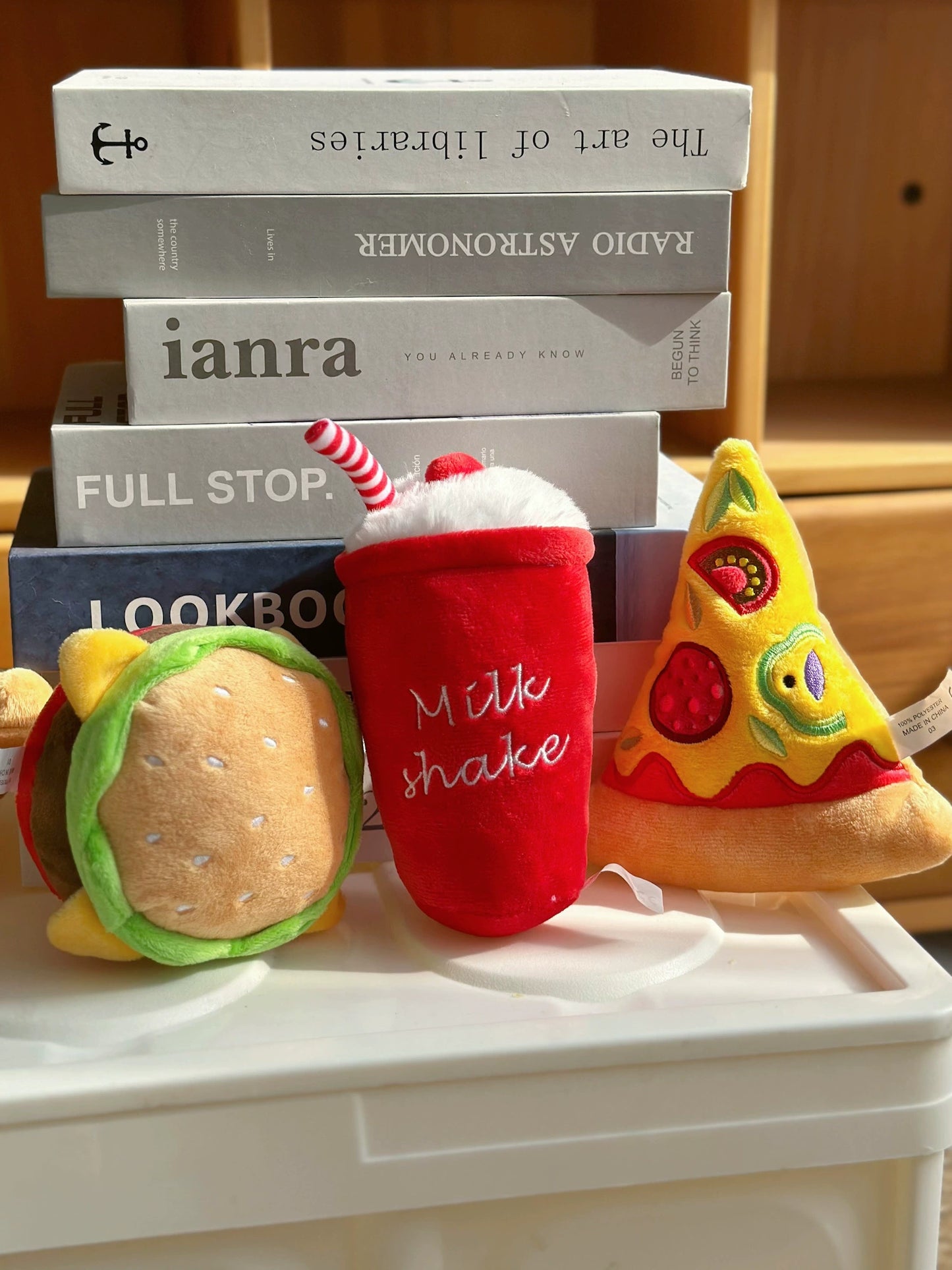 Pet Sound Paper Toy Hamburger Pizza Cola Sound Puppy Food Series Accompany Relieving Stuffy Dog Doll Stuffed