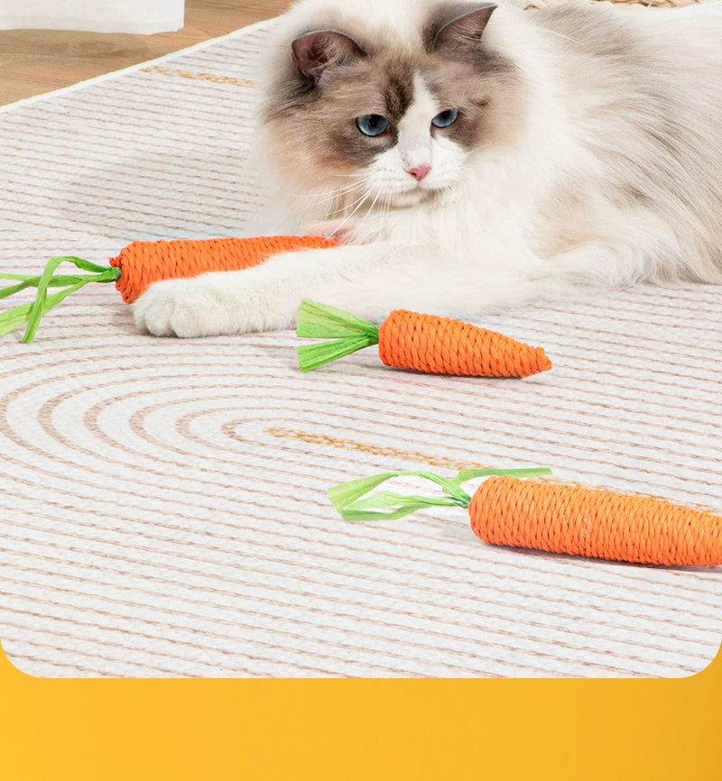 Cute Sound Carrot Grinding Claw Relieving Stuffy Cat Toy