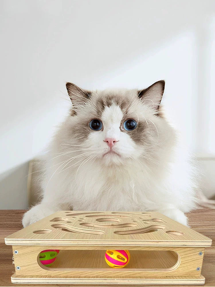 Maze Box Solid Wood Self-Hi Puzzle Game Cat Toy