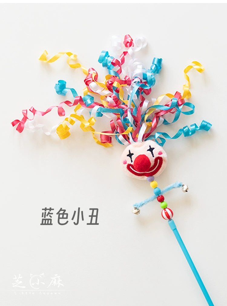 Zhi Xiaoma Colorful Ribbon Clown Cat Teaser Lengthening Bar Bell Cat Teaser Toy Interactive Relief Cat Toy