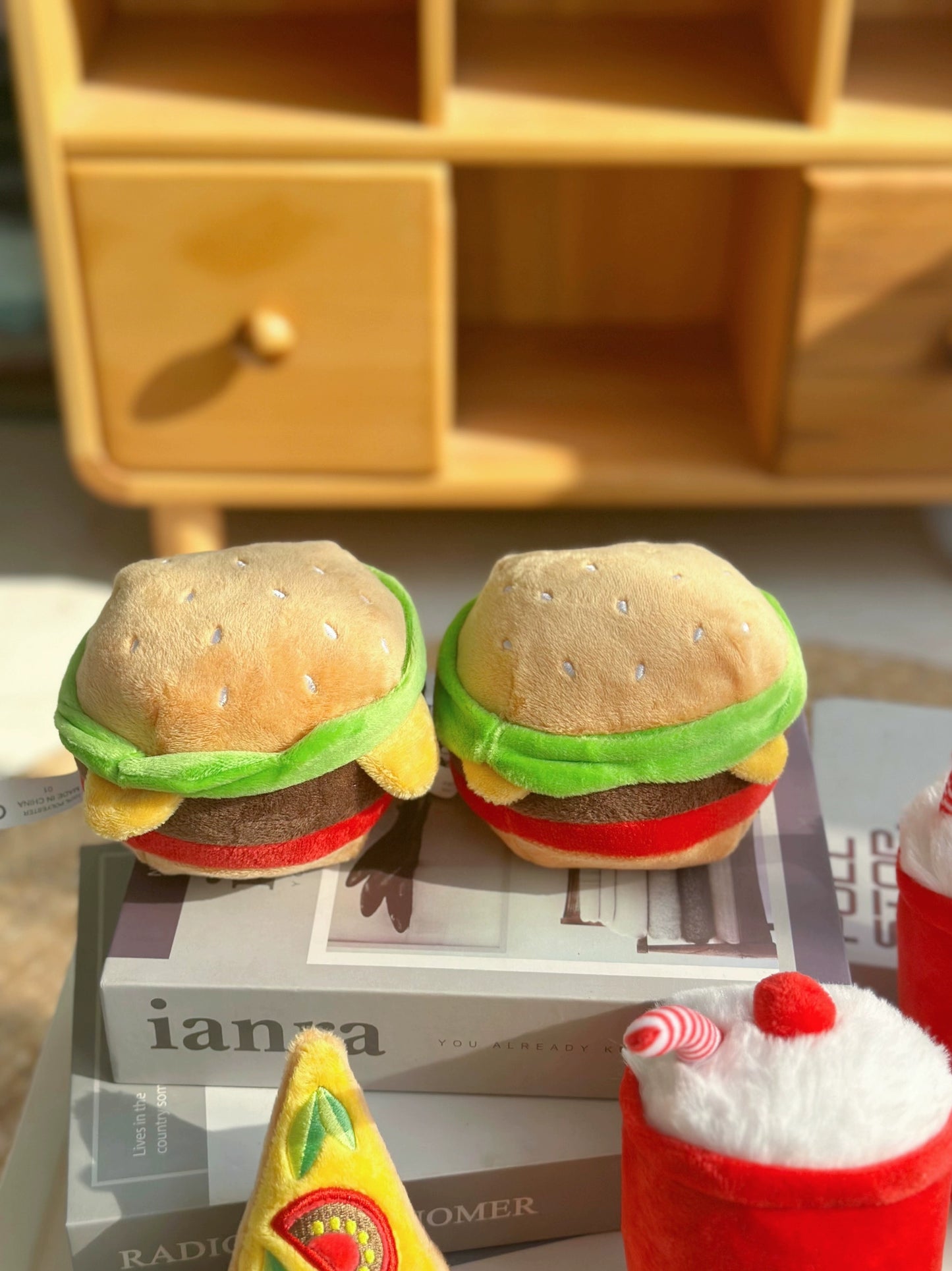 Pet Sound Paper Toy Hamburger Pizza Cola Sound Puppy Food Series Accompany Relieving Stuffy Dog Doll Stuffed