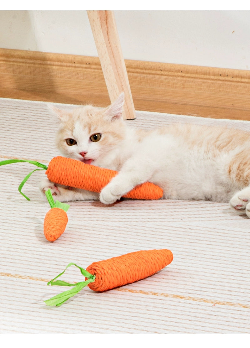 Cute Sound Carrot Grinding Claw Relieving Stuffy Cat Toy