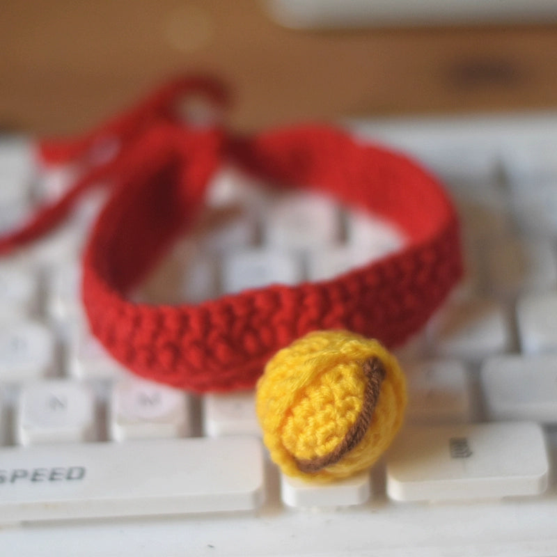 Silent Bell Adjustable Handmade Knitted Cat Collar