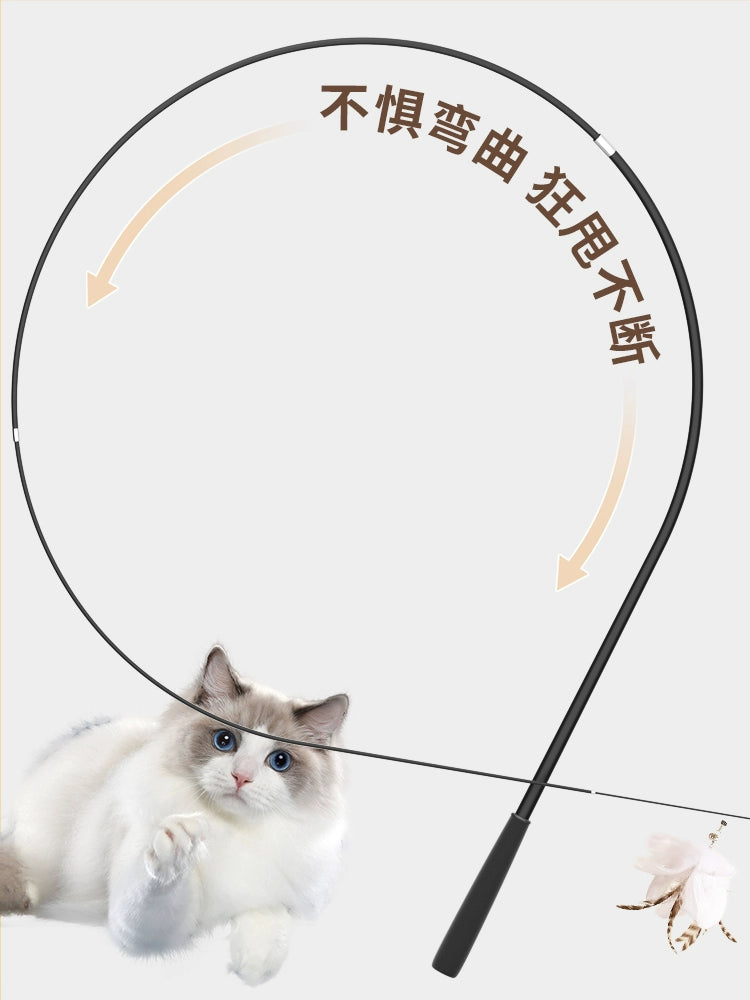 Retractable Long Fishing Rod Steel Wire Bite-Resistant Cat Teaser