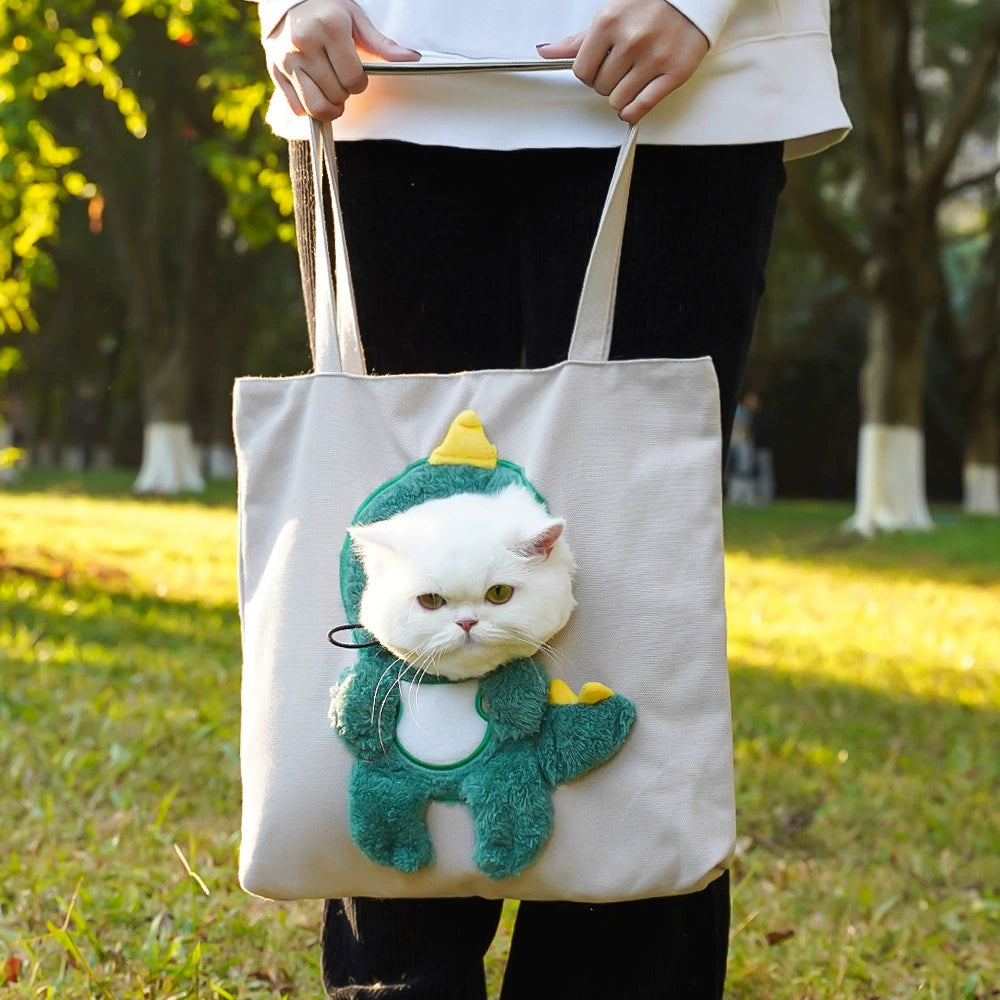 Cat Outing Carry Bag Cat Bag Cat Canvas Satchel Shoulder Bag Cat Bag Exposed Cat Dog out Handy Gadget