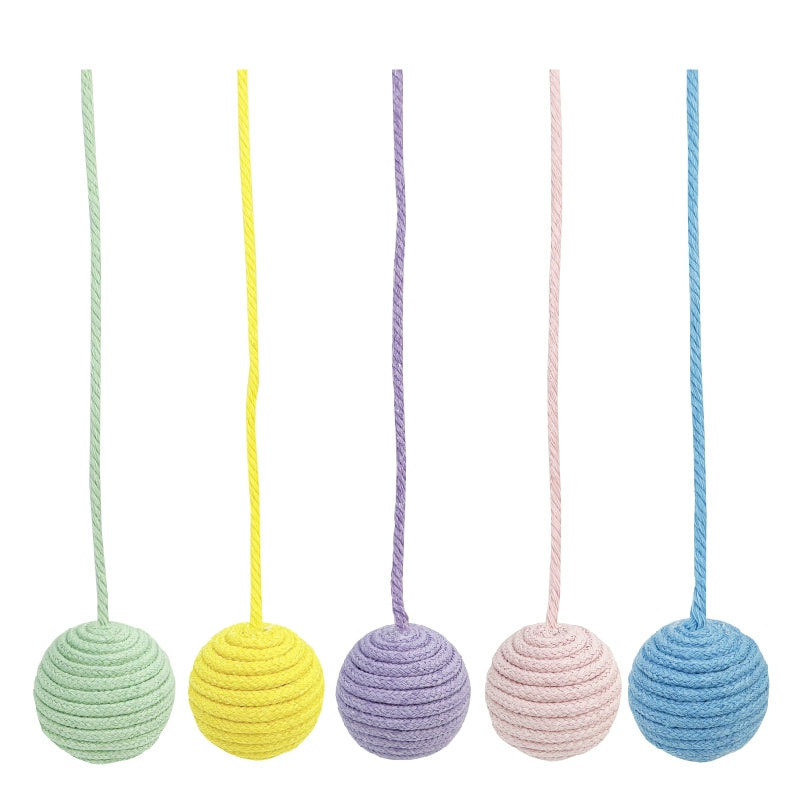 Self-Hi Bite Macaron Woolen Yarn Ball Cat Teaser Toy