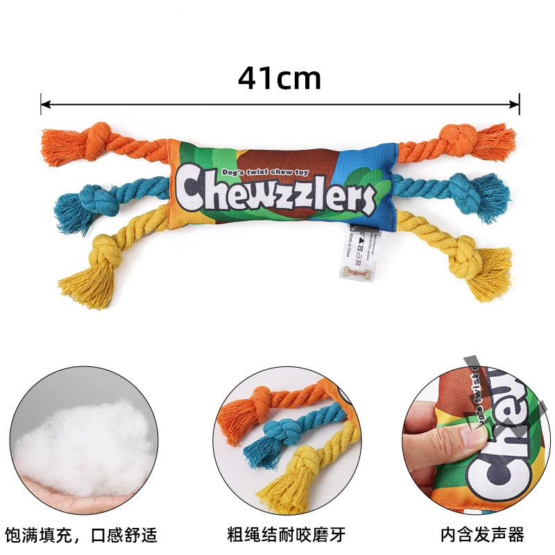 23 New Arrival Pet Dog Dog Chewing Rope Rainbow Twisted Candy Molar Long Lasting Sounding Toy Food Hiding